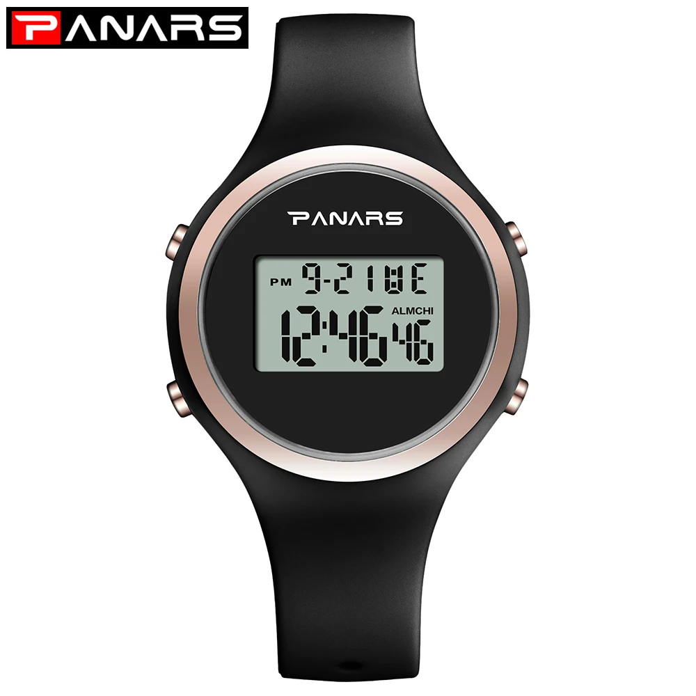 PANARS Women Men's Luminous Watches Electronic Digital Waterproof Watch Fashion Simple Silicon Belt Students Kids Watch 8122