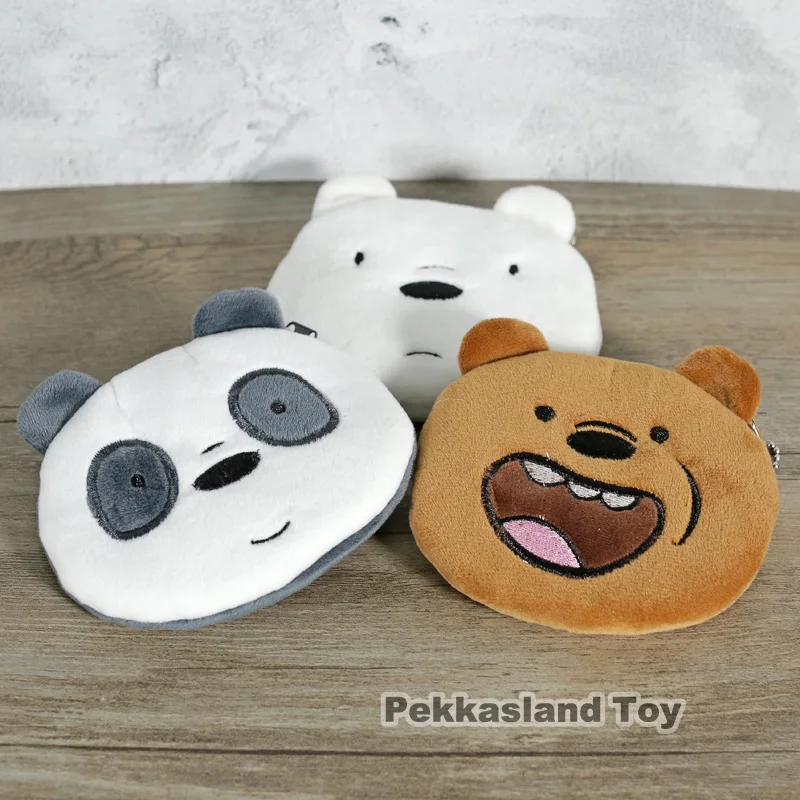 

Cute We Bare BearsCoin Bag Stuffed Plush Toy Kawaii Soft Purse Wallet for Girls and Kids Creative Three Bare bear Gift Toy
