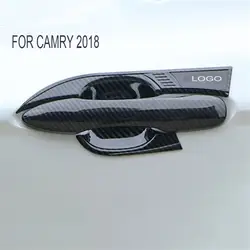 Карбоновое волокно стиль снаружи дверная чаша с дверной ручкой крышка автомобильные аксессуары для Toyota camry 2018 XV70