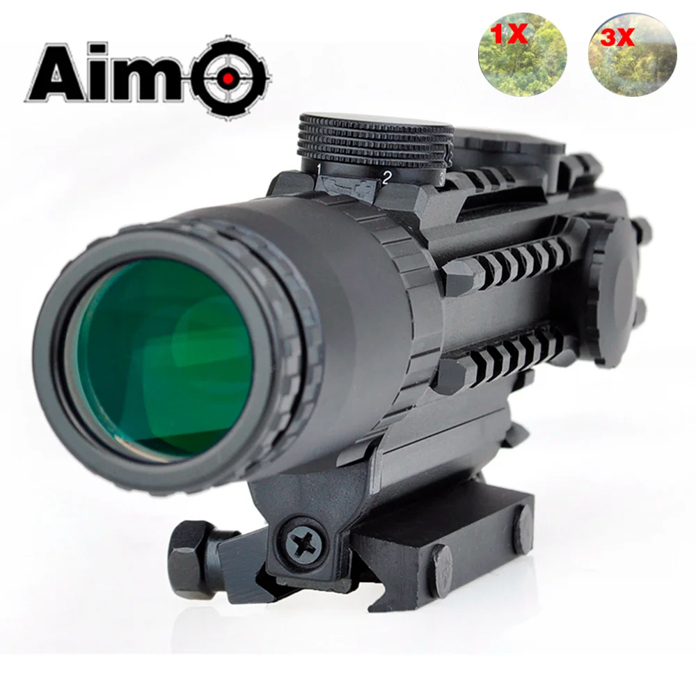 الهدف يا الادسنس بندقية Riflescope 1-3X التكبير التكتيكية نطاق الألومنيوم اطلاق النار بندقية Softair تلسكوب AO3033 الصيد البصريات