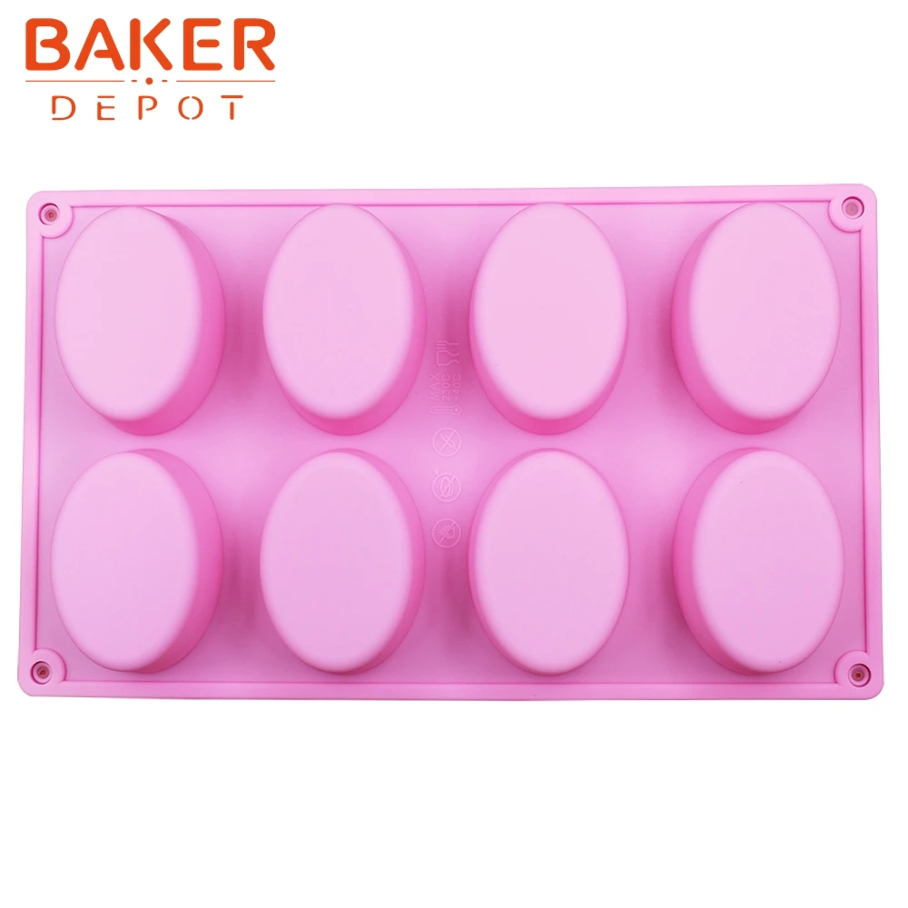 

MIN ORDER AMOUNT $10.0 cake bakeware mold Handmade soap mold 8 oval grooves silicone pastry DIY moulds