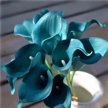 10 темных бирюзовых лилий, настоящий сенсорный Калла, искусственные цветы, Свадебный декор