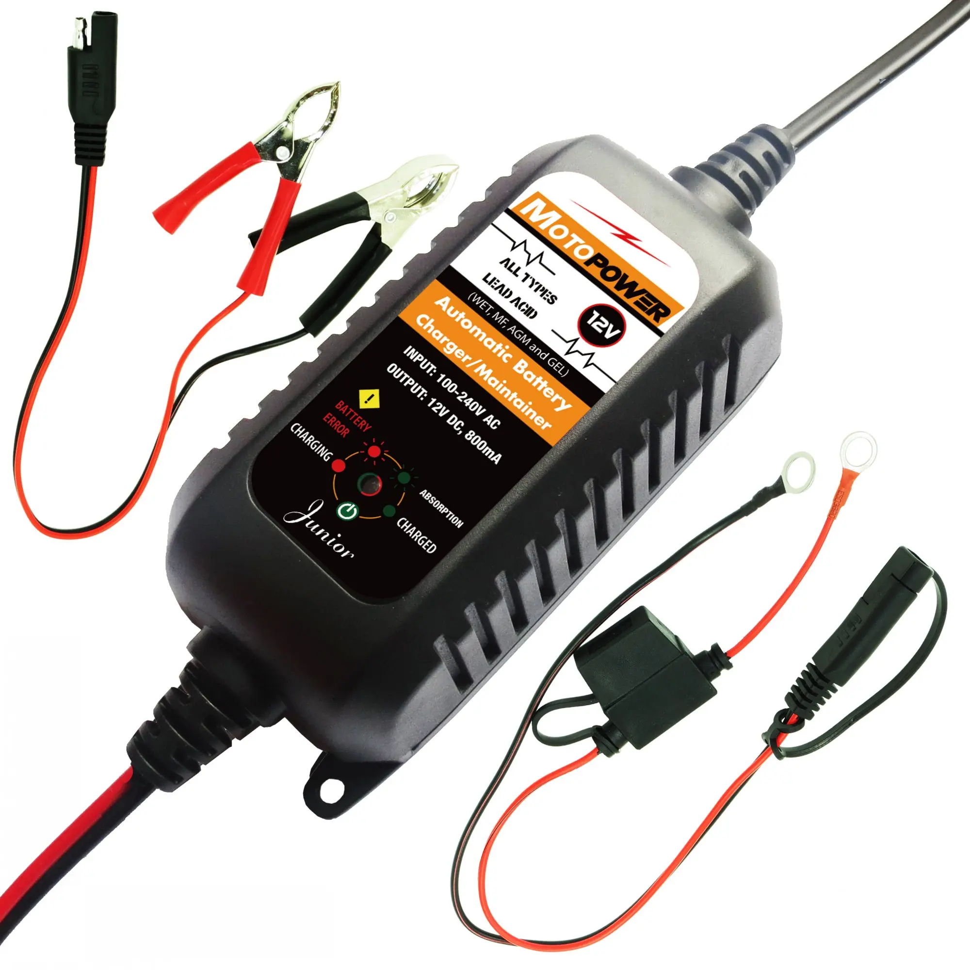 Buy 12V 800mA Fully Automatic Smart Battery Charger Maintainer for Cars, Motorcycles, ATVs, RVs