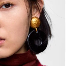 

New Za Resin Round Drop Dangle Earrings For Women Punk Wedding Charms Trendy Pendant Earring Fashion Jewelry Christmas Gifts New
