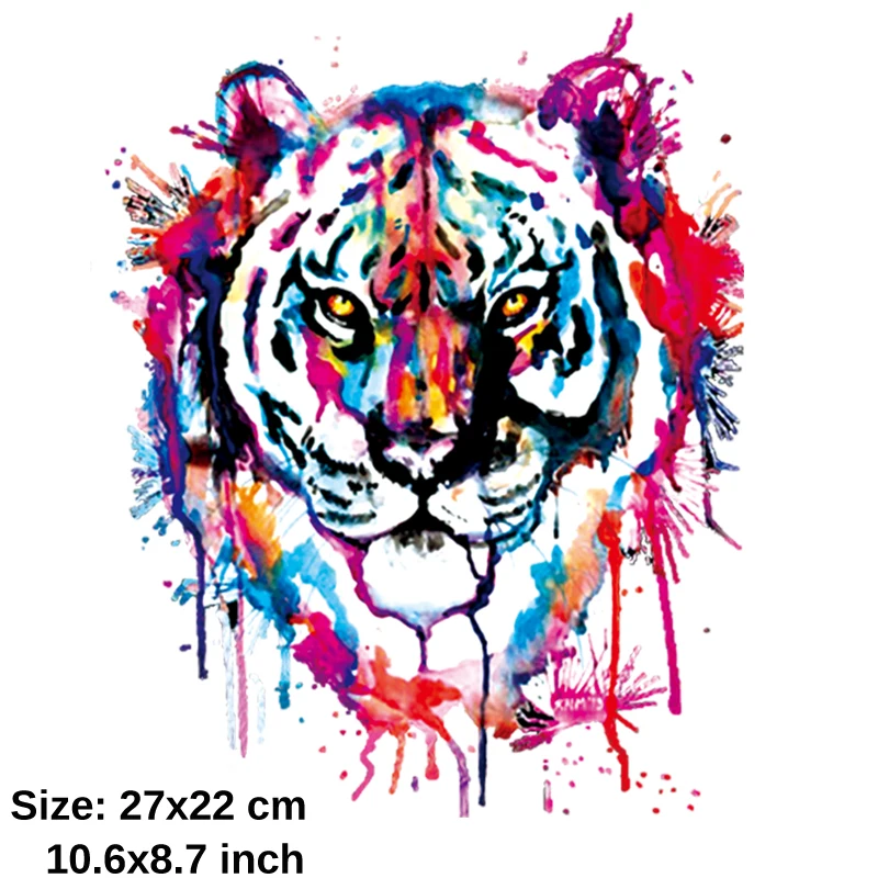 1-Color Tiger Patches Iron On Stickers Clothes Decoration Print On T-Shirt New Design Diy Accessory Washable Parches Ropa