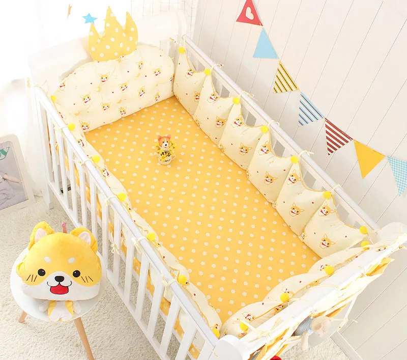 

5Pcs Cotton Breathable Printed Baby Crib Cot Bumper Collision Protector Newborn Bed Surrounded By Safety Rails Bedding Supplies