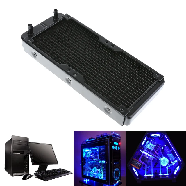 1pcs 240mm 18 Tubes Aluminum Computer Water Cooling Radiator Heat Exchanging Sink Part Computer Components Black