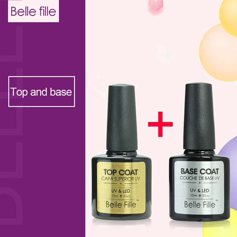 Gel font b Nail b font Polish Base Coat Top Coat Polish Gel Soak Off UV