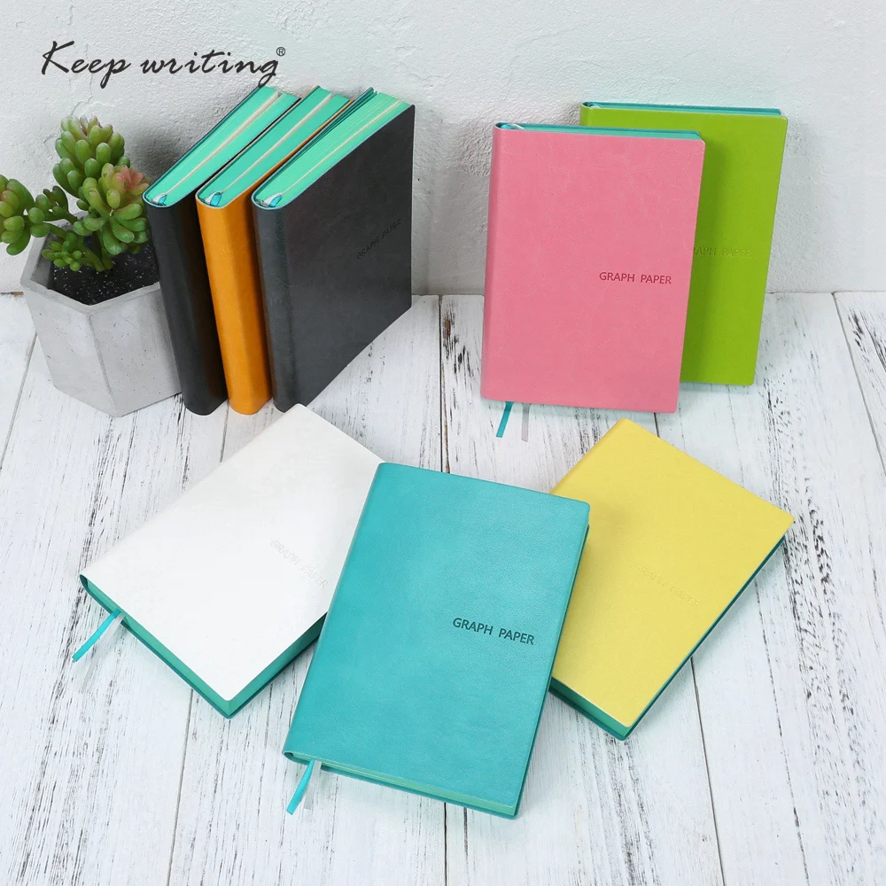 A6 Portable Notebook Grid Paper Graph Pages Cute Small Note Planners Pu