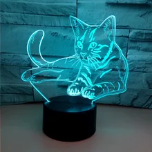 Colorful 3d Voltage Cat 3D Table Lamp Acrylic Vision Stereo Touch Usb Table Lamps For Living
