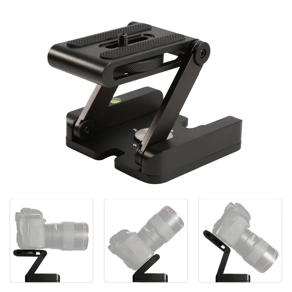 

Kaliou CNC Machined Aluminum Pan Tripod Head Folding Z Type Tripod Head Tilt Head for Canon Nikon Sony DSLR Camera