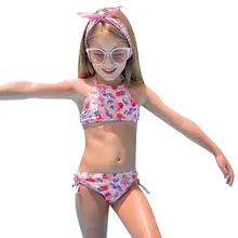 Детские купальники для девочек полиэстер Двойка купальный костюм бикини пляжные летние купальные костюмы одежда От 2 до 7 лет K523