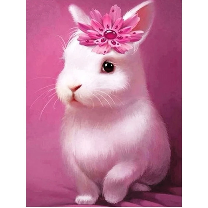 

Full Square Drill 5D DIY Diamond Painting Rabbit diamond Embroidery feather Cross Stitch Mosaic Rhinestone Home Decor Gifts