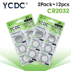 YCDC поле 12 шт./лот 3 В литиевой клетки CR2032 DL2032, ECR2032, 5004LC, KCR2032, BR2032, KL2032, SB-T15 Лидер продаж