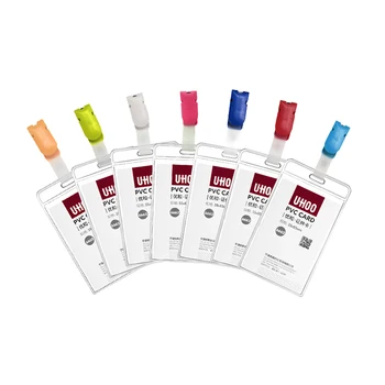 

7pcs/lot 7 Colors Waterproof Transparent Soft PVC With Clips Office Business ID Card Holder Name Tag Exhibition Badge Stationery