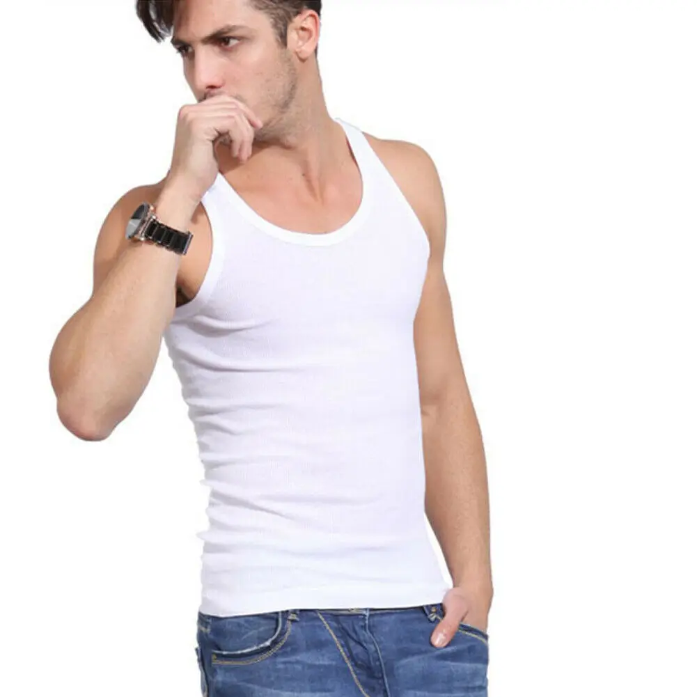 Chaleco informal de algodón sin mangas para hombre, Camiseta de tirantes ajustada para gimnasio, color negro, gris y blanco