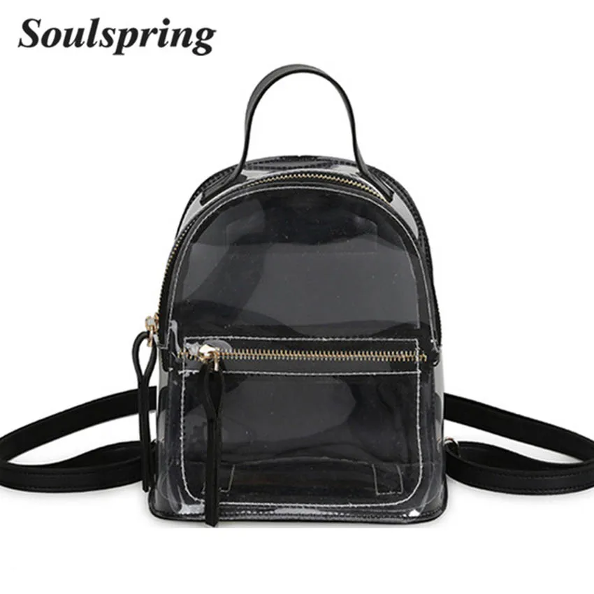 

2018 Fashion Women Backpack High Quality transparent Backpacks For Teenage Girls Female School Shoulder Bag Mini Bagpack mochila