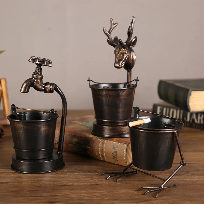 Retro creative iron ashtray bar restaurant office decoration ornaments personalized multi-functional Faucet cigarette | Дом и сад