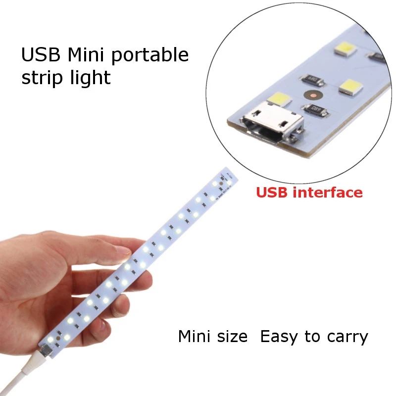 CLAITE светодиодный гибкий светильник 20 см, мини USB, белый светильник, 5 В, USB лампа для бара, студийный светильник для шкафа, декоративный ночной Светильник