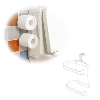 

Iron 2 Layers Toilet Roll Paper Hooks Shelf Bathroom Hanging Organizer Durable Kitchen Cupboard Door Towel Holder Storage Shelf