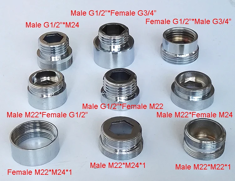 1 шт. хромированный латунный кран адаптер к аэратору мужской женский M22 M24 G1/" 3/4" трубопроводная арматура аксессуары водоочистителя M16, 18, 20, 28