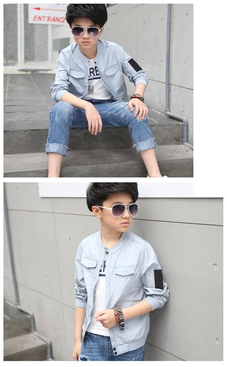 Teenage Boys Outerwear Coat Children's Wear New 2018 Spring and Summer Little Boys Fashion Solid Jackets For Kids Tops Clothing (14)