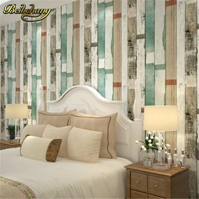 beibehang wood panel stripes vintage wallpaper roll effect feature