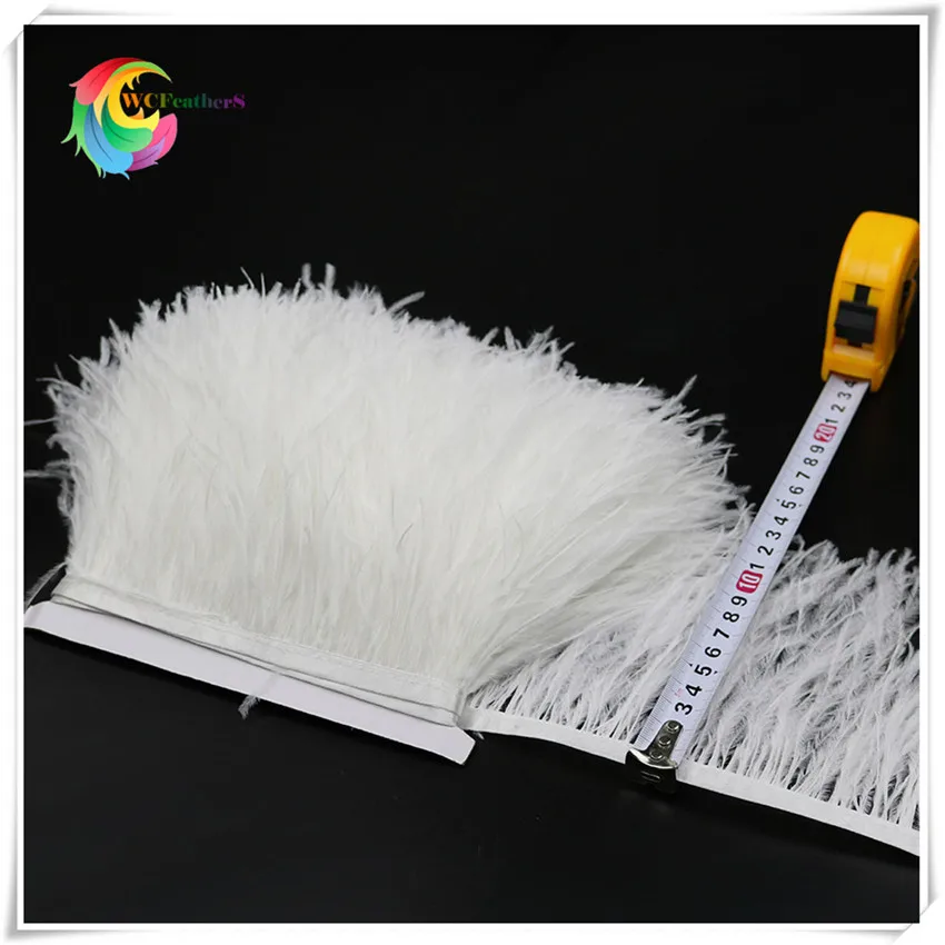O12 Bleached White 10 ярдов, высокое качество, настоящая обрезки страусовых перьев для юбки/платья/костюма, 10 ярдов, разноцветная отделка из перьев - Цвет: O12 Bleached White