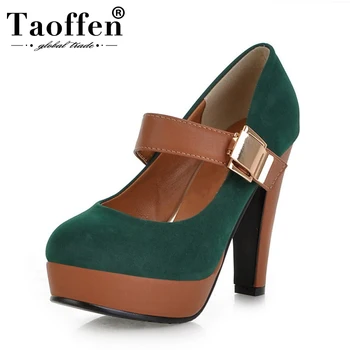 

TAOFFEN Women Stiletto High Heel Shoes Platform Buckle Lady Quality Footwear Escarpin Heeled Pumps Heels Shoes P2583 Size 34-43