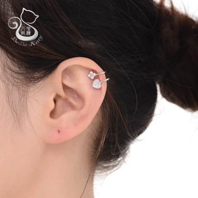 Ear Cuff Wrap Crystal Real 925 Sterling Silver Earring Newest High Ear Cuff Wrap Crystal Real 925 Sterling Silver Earring Newest High Quality Summer Style Piercing Clip