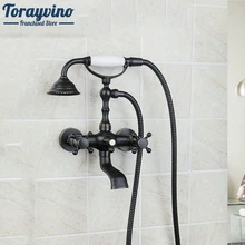 Torayvino Смесители для ванной и душа ванна смеситель с двойной ручкой настенное крепление масло втирают бронзовый Душ Набор душевая головка ручной душ