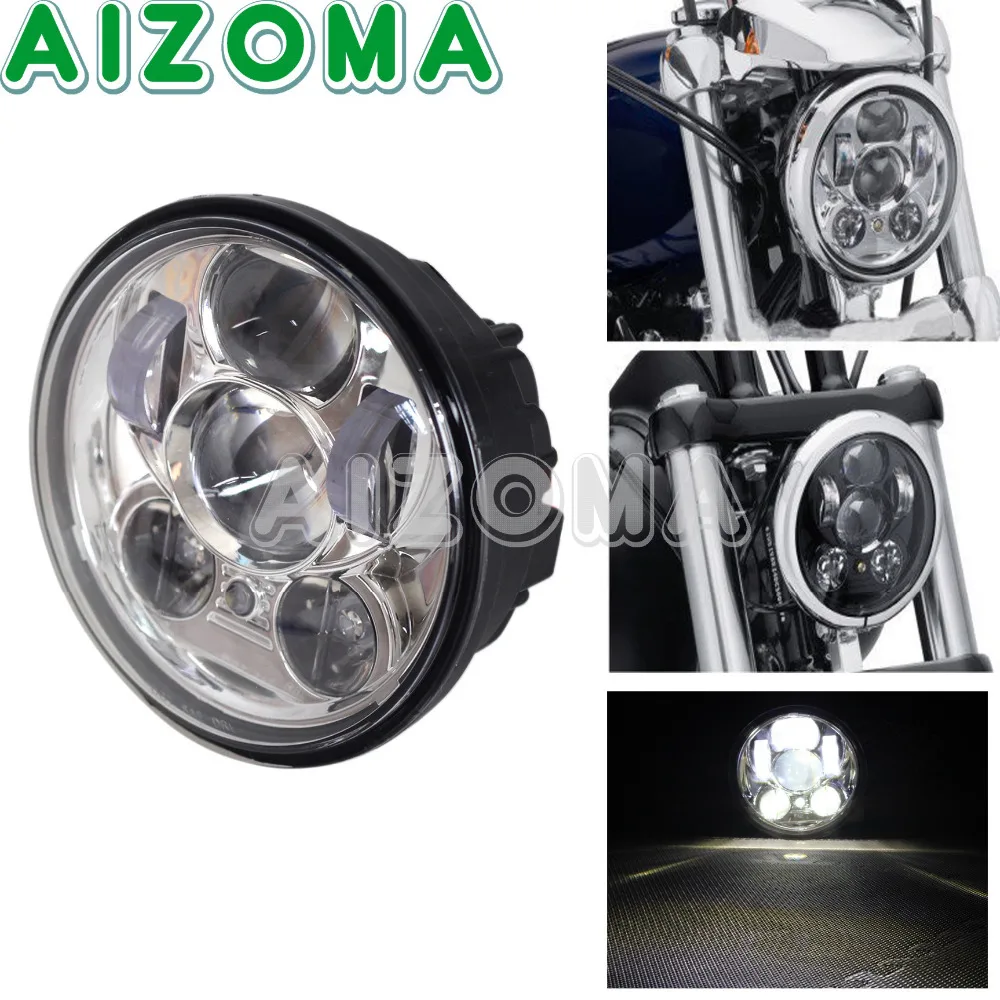 

Chrome 5.75'' Hi/Lo Beam Headlight Motorcycle LED Round Front Head Lamp DRL Head Lights For Harley Softail Dyna XL1200 XL 883