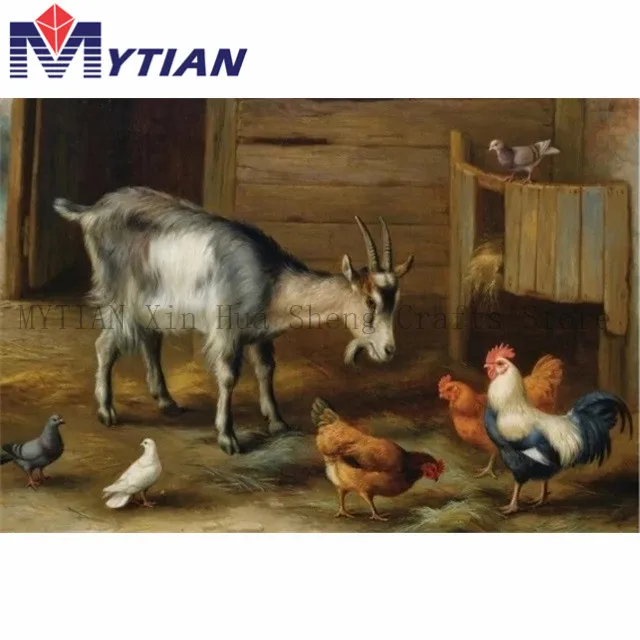 18093046 5D DIY Diamond Painting Country Farm Barn,Goat,Chicken,Rooster,Animals Diamond Embroidery Kit Mosaic Handmade Crafts Home Decor