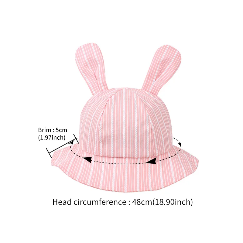 Fashion Rabbit Baby Hat Boy's Panama Cotton Striped Baby Cap Cute Ears Baby Sun Cap Brim Toddler Bucket Hat Baby Girls Clothing (15)