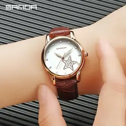 Сандалии лучший бренд класса люкс наручные часы для женщин 2018 Металл булавки пряжка кожа пентаграмма студент кварцевые часы moveme