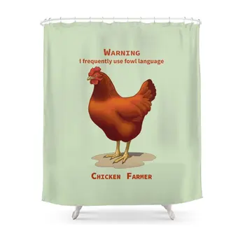 

Funny Rhode Island Red Hen Fowl Language Chicken Farmer Shower Curtain Waterproof Polyester Fabric Bathroom Decor