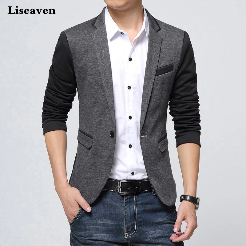 Liseaven Brand Clothing Blazer Men Fashion Coat Slim Male Clothing Casual Solid Color Mens Blazers Plus Size navy blue velvet men suits smoking wedding groom tuxedo shawl lapel tailored male blazers 3piece slim fit jacket pants vest prom