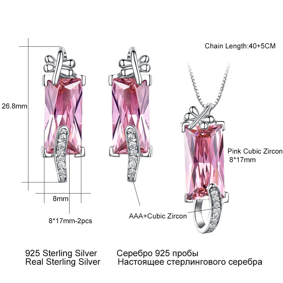 UMCHO 925 пробы серебряные ювелирные изделия, розовые CZ Серьги Ожерелье Подвески элегантные свадебные подарки для женщин ювелирные наборы