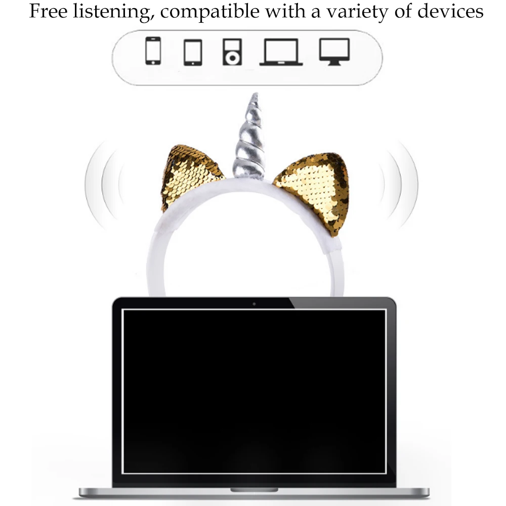 JINSERTA Cute Cat Ear Headphone Unicorns 3 5MM Wired Kids Headphones Earphone Gaming Headset for Adult Children Birthday Gifts