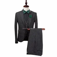 Пользовательские Slim Fit Для мужчин Костюмы одна кнопка Нотч черный жениха Смокинги для женихов Для мужчин Нарядные Костюмы для свадьбы человек Бизнес костюм куртка+ брюки для девочек+ жилет