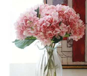 

Artificial Hydrangea Flower Head 47cm Fake Silk Single Real Touch Hydrangeas 8 Colors for Wedding Centerpieces Home Party Decora