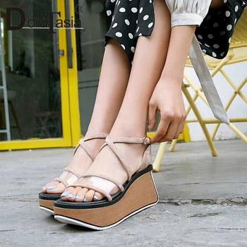 

DORATASIA Brand New Kid Suede Ladies Wedges High Heels Flat Platform Shoes Woman Casual Party Office Summer women's Sandals