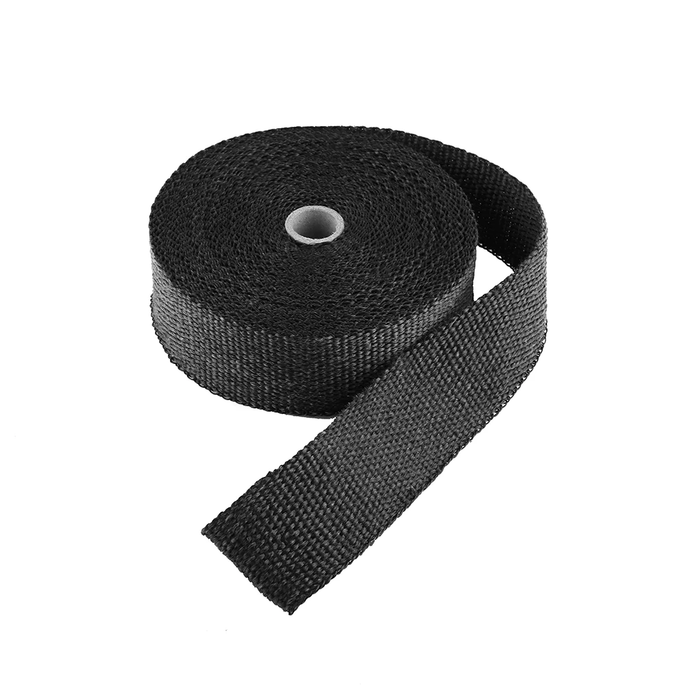 2000℉ Black Car Exhaust Pipe Heat Insulation Wrap 50mm x 15m with 10 Stainless Steel Cable Ties Exhaust Heat Insulation
