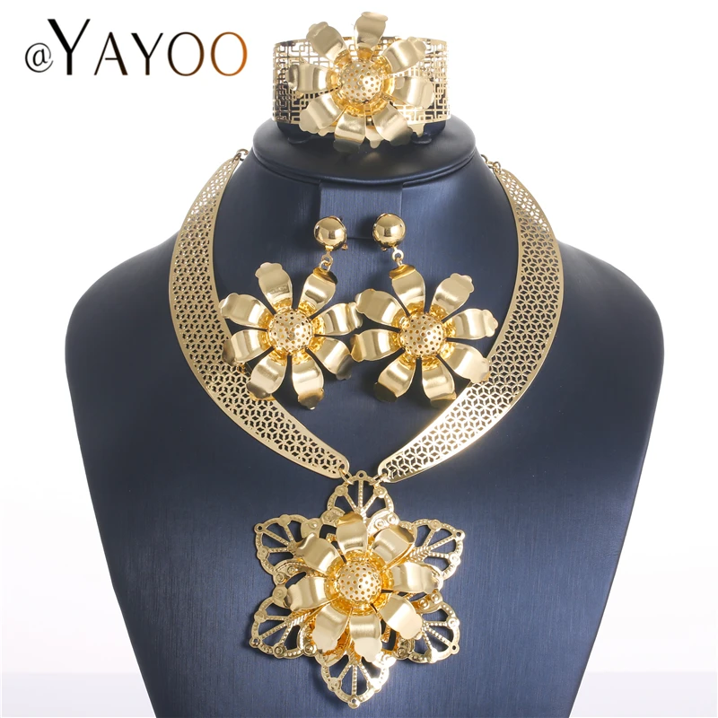 

AYAYOO African Beads Jewelry Sets For Women Habesha Jewelry Ethiopian Bridal Costume Gold Color Wedding Indian Jewelry Set