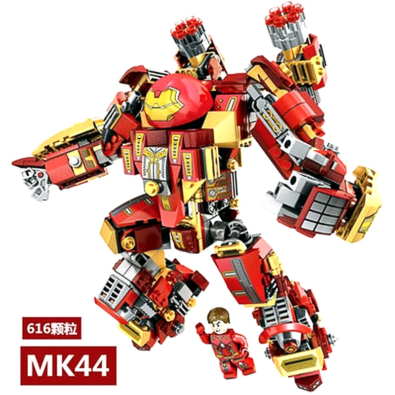 

Super Cool The Avenger Hero Iron-man MK44 Anti-Hulk Armor Model Building Blocks Kit Kids Toys 616pcs toys for children