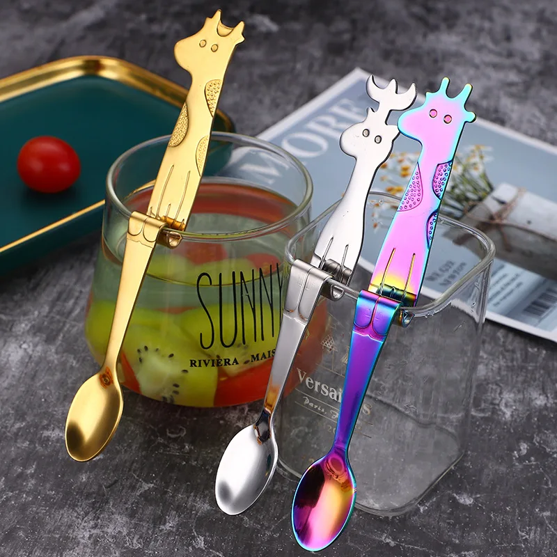 

Deer Head Hang Coffee Spoon Stainless Steel Tea/Coffee Desert Stirring Spoon Drinkware Kitchen Tablware