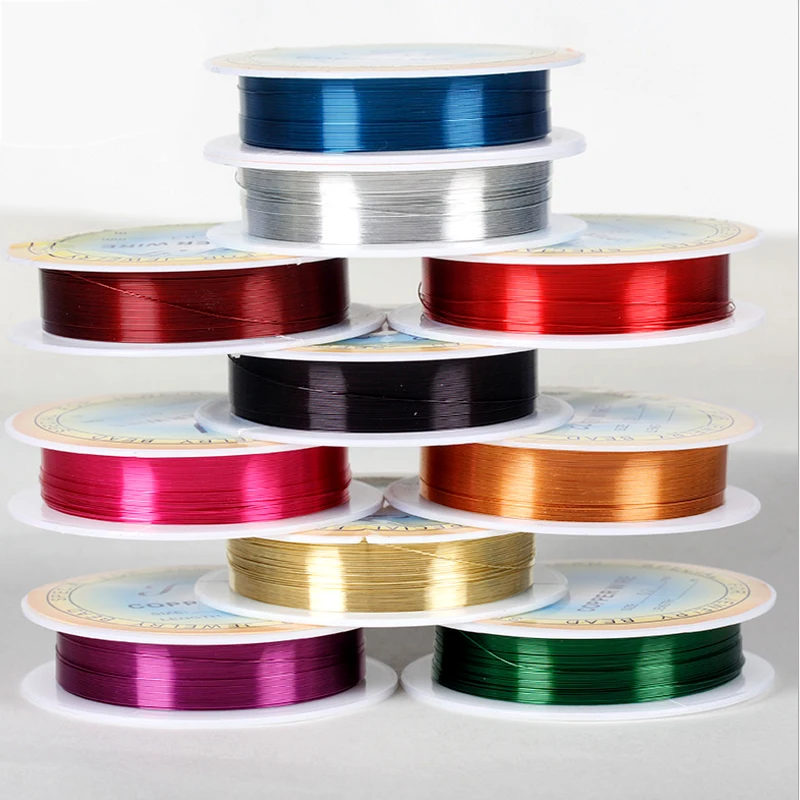 Alambre de cobre Colorfast para pulsera, collar, accesorios de fabricación de bricolaje, 0,2/0,25/0,3/0,5/0,6mm/1mm