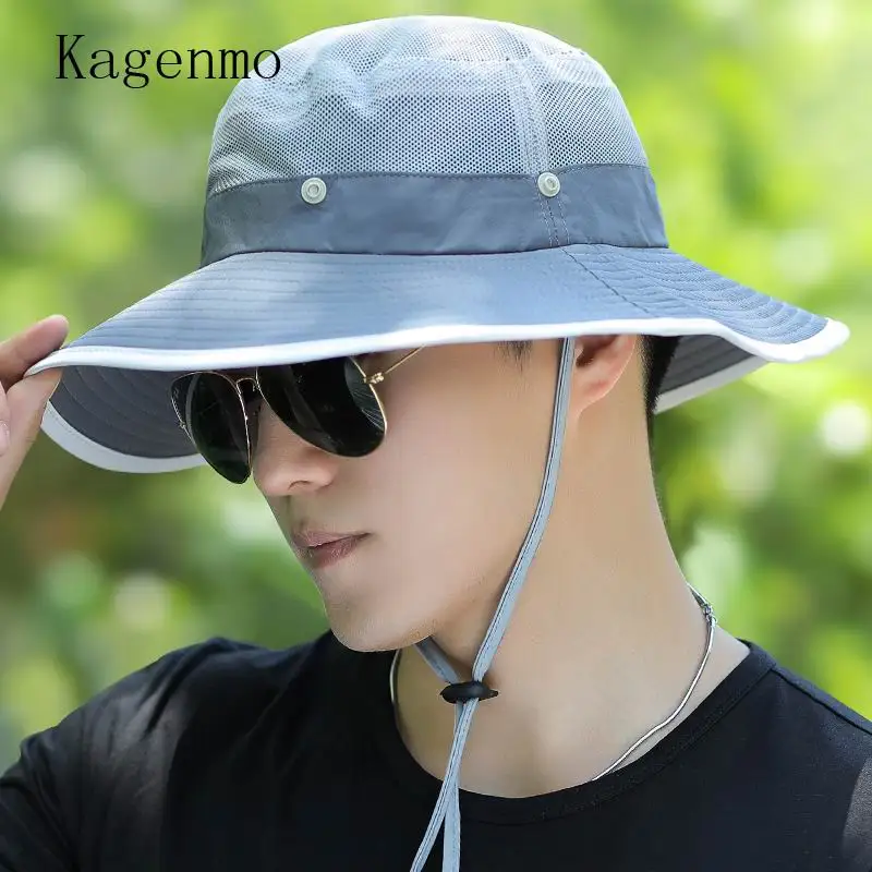 Kagenmo Summer Bucket Hat Wide Brim Fishing Hats Caps Breathable Sun