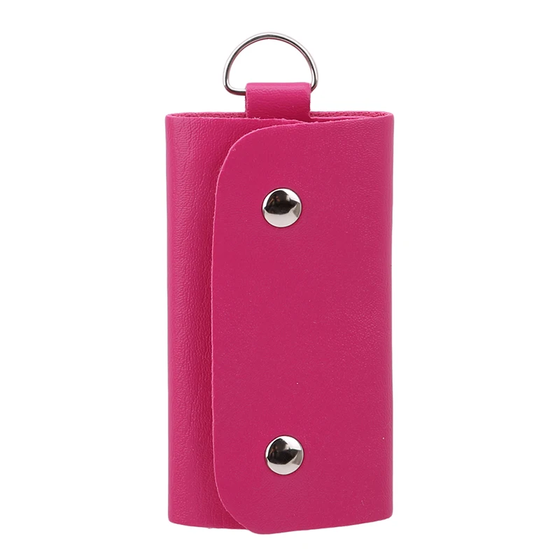 Брелок для ключей из искусственной кожи для мужчин и женщин, органайзер, чехол, держатель для ключей, деловой держатель для карт, органайзер, ключница, сумка для хранения ключей - Цвет: rose red
