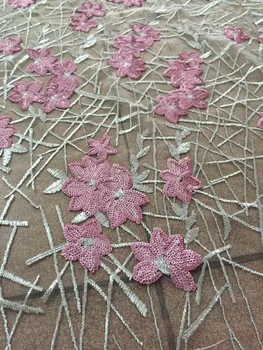 

Embroidery Net Lace Fabric SYJ-822 french net Lace Materials High Quality with sequins